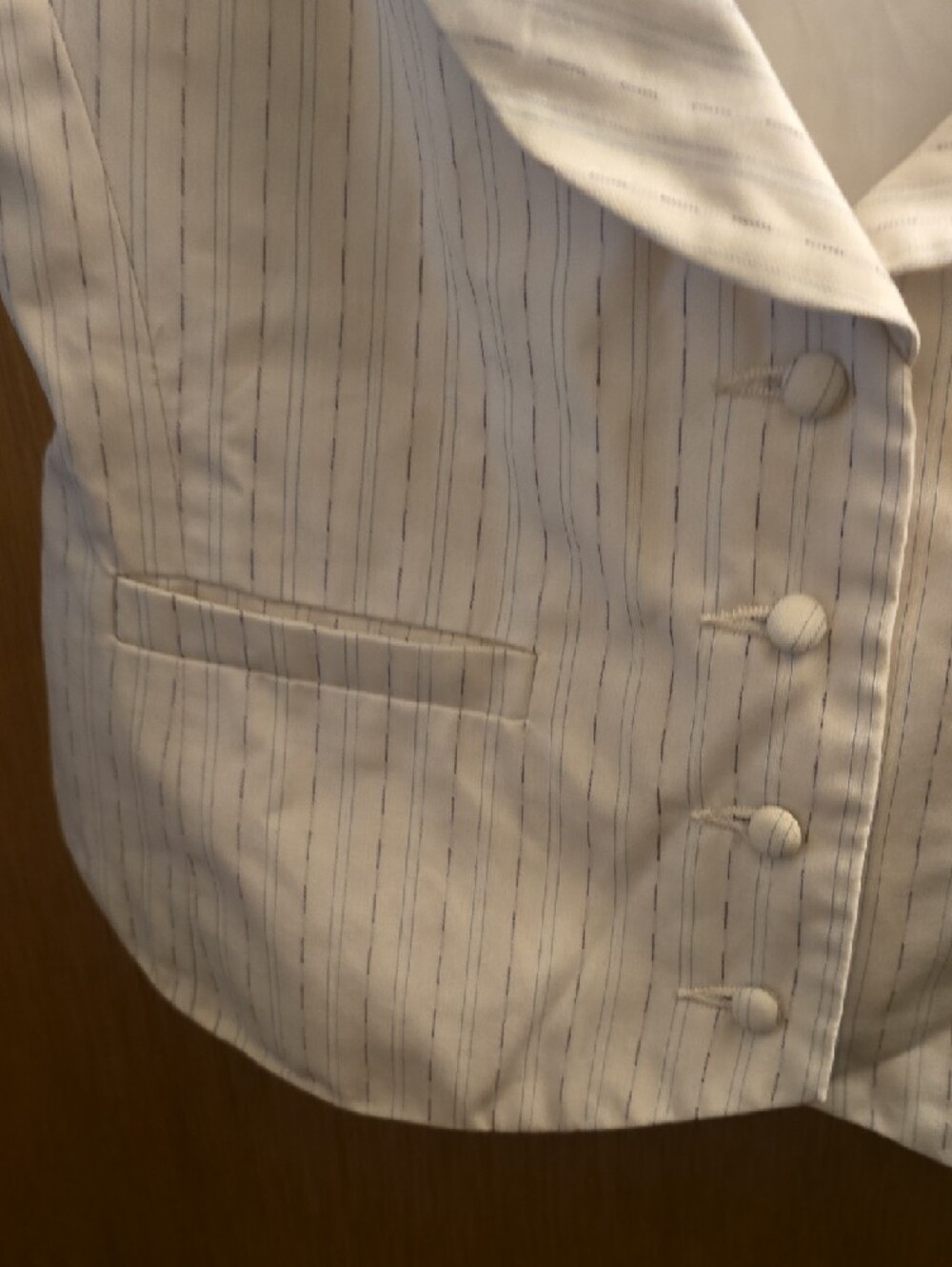 Lux White With Navy Pinstripe Vest - Picture 3 of 8